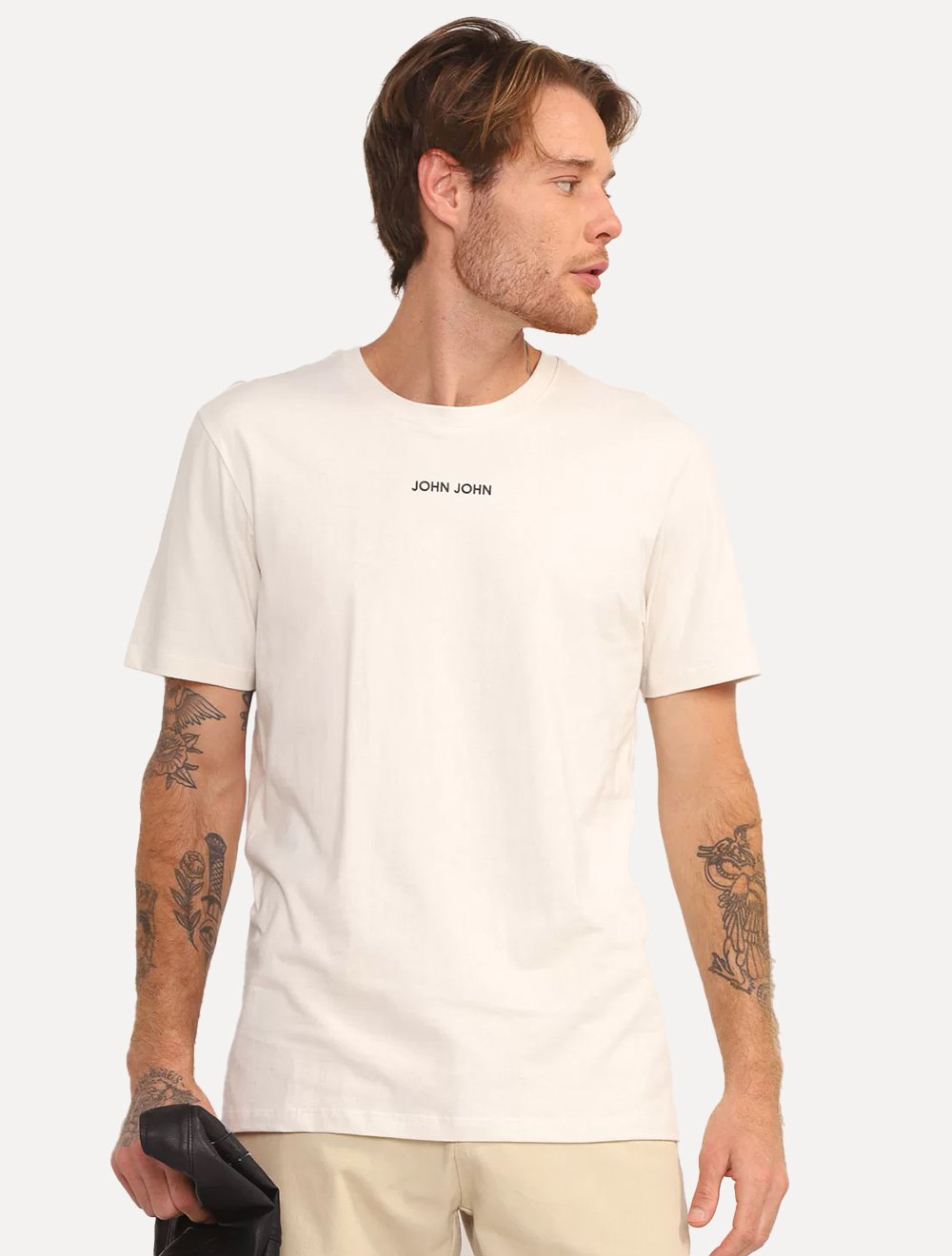 NHOJ  JOHN Cream White Collar Shirt タグ付き Camiseta John John Masculina JJ Mini Off-White | Secret Outlet