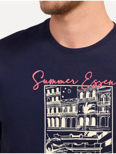 Camiseta Calvin Klein Jeans Masculina Sustainable Summer Essence Azul Marinho