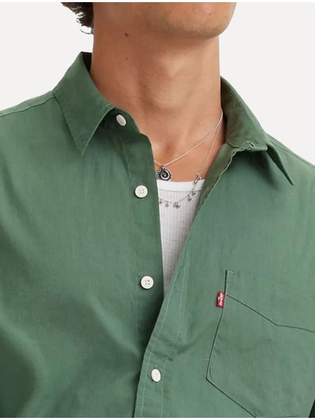 Camisa Levis Masculina Sunset One Pocket Verde Escuro