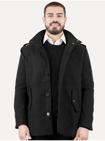 Casaco Dixen Masculino Sobretudo Lã Casual Preto Secret Outlet
