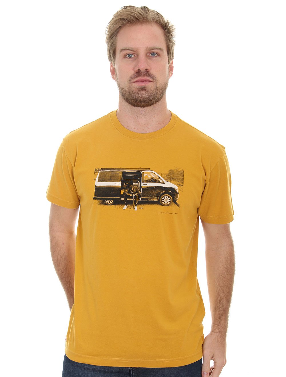 Camiseta Osklen Masculina Regular Vintage Van SK8 Amarelo Escuro