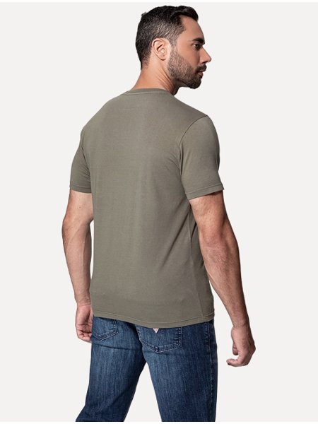 Camiseta Guess Masculina Rubber Logo Sash Verde Militar