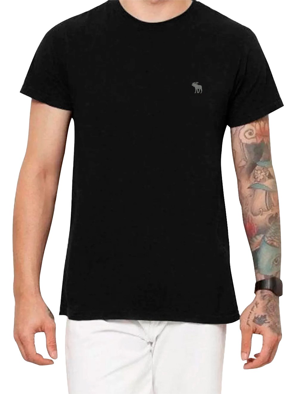 Camiseta Abercrombie Masculina Classic Grey Icon Preta