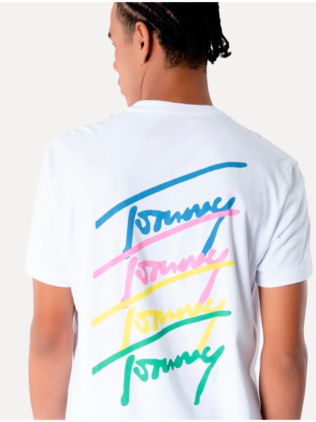 Camiseta Tommy Jeans Masculina Multiple Signature Artwork Branca
