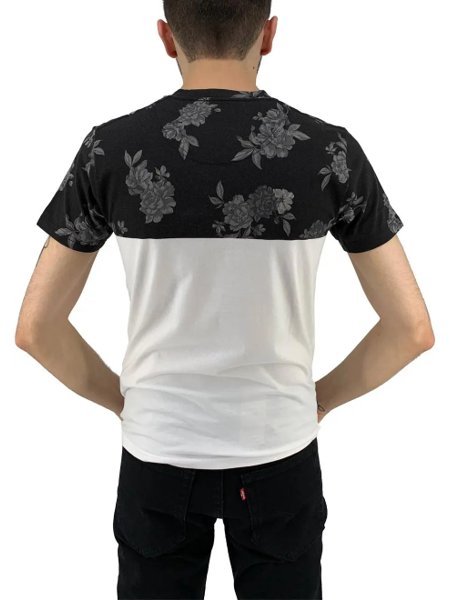 Camiseta Hollister Masculina Colorblock Floral Split Logo Branco