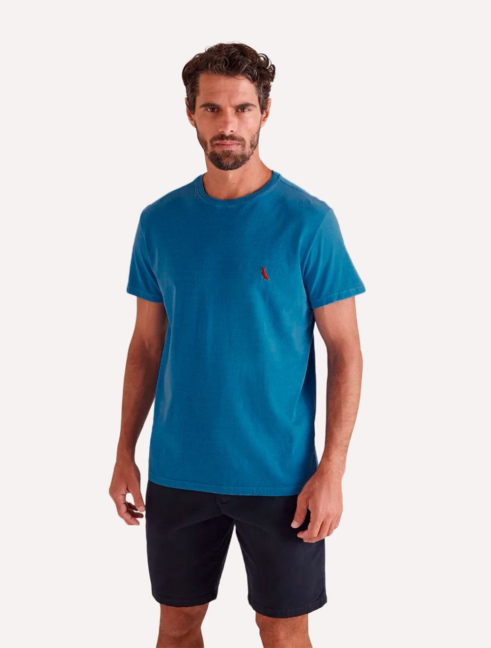 Camiseta Reserva Masculina Básica Brasa Red Stoned Azul Médio