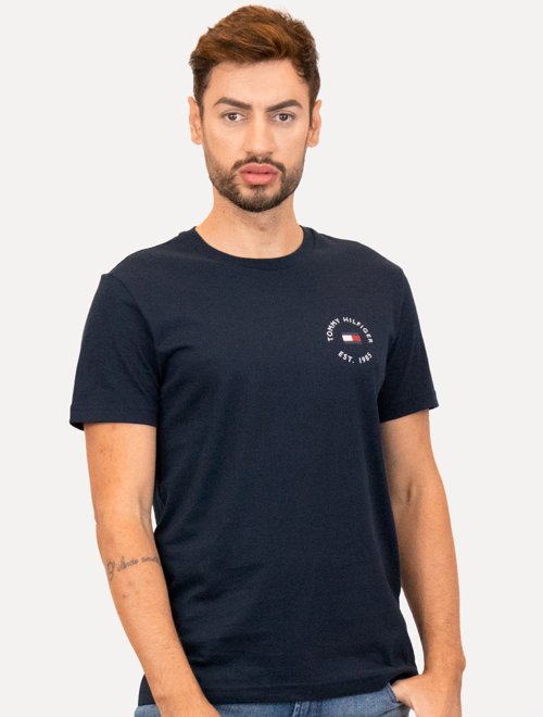 Camiseta Tommy Hilfiger Masculina Roundle Logo Chest Branca