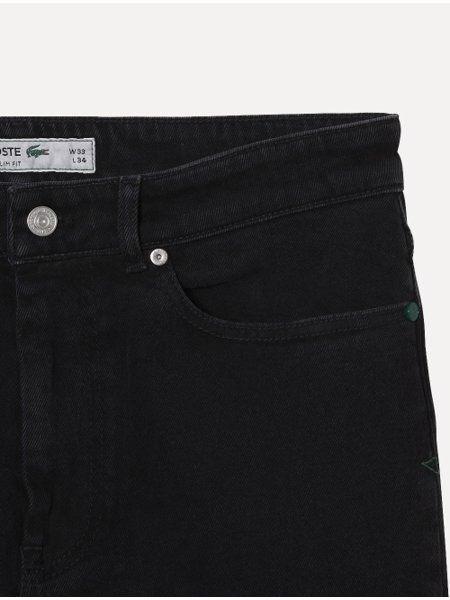 Calça Lacoste Jeans Masculina Slim Fit Cotton Denim Stretch Preta