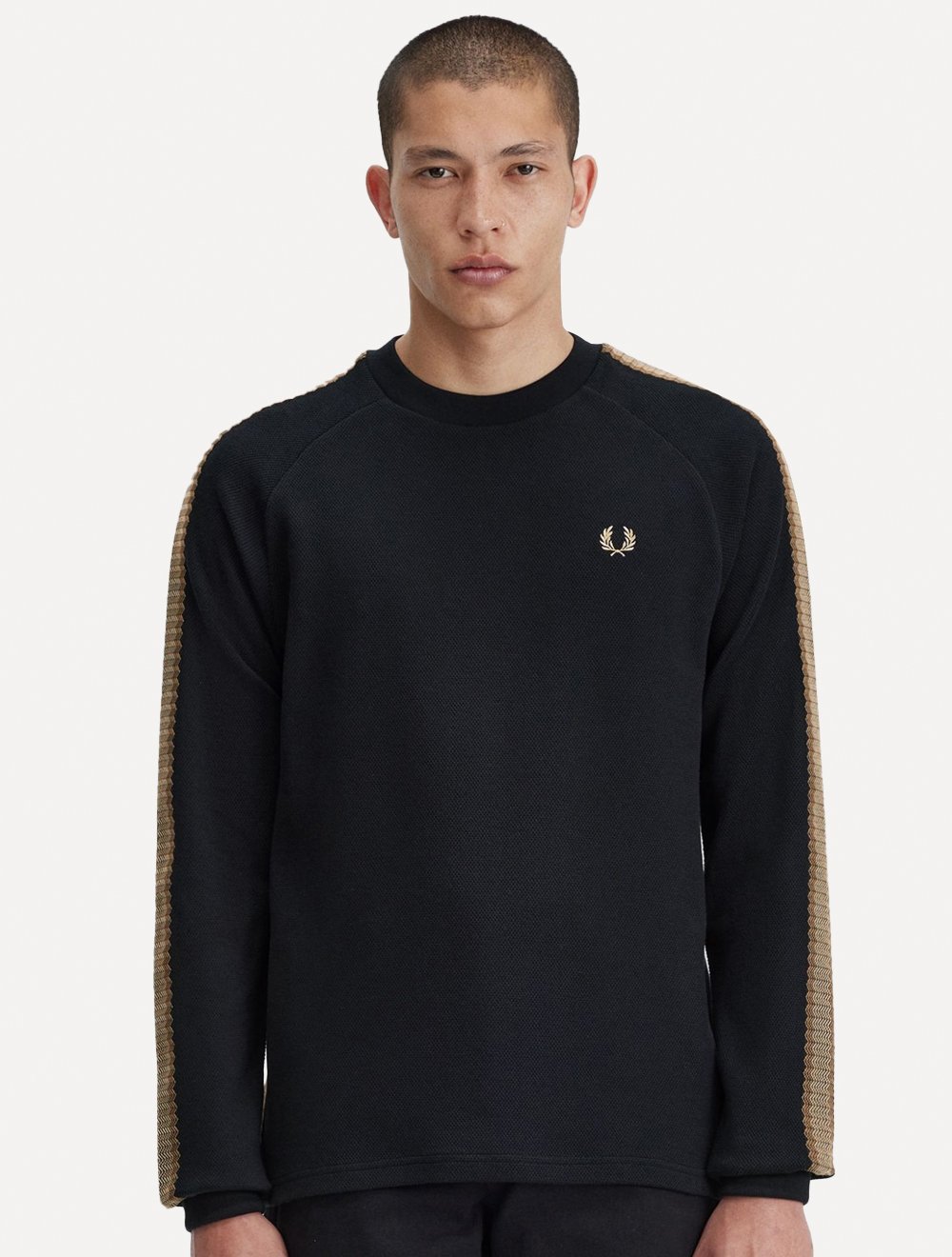 Blusa Fred Perry Masculina Crochet Taped Track Preta | Secret Outlet
