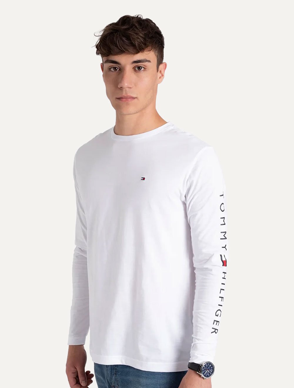Camiseta Tommy Hilfiger Masculina Manga Longa Essential Sleeve