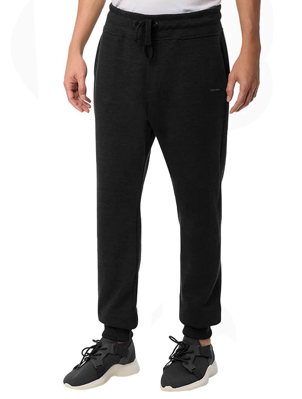 Calça Calvin Klein Masculino Moletom Jogger Logo Preto Mescla