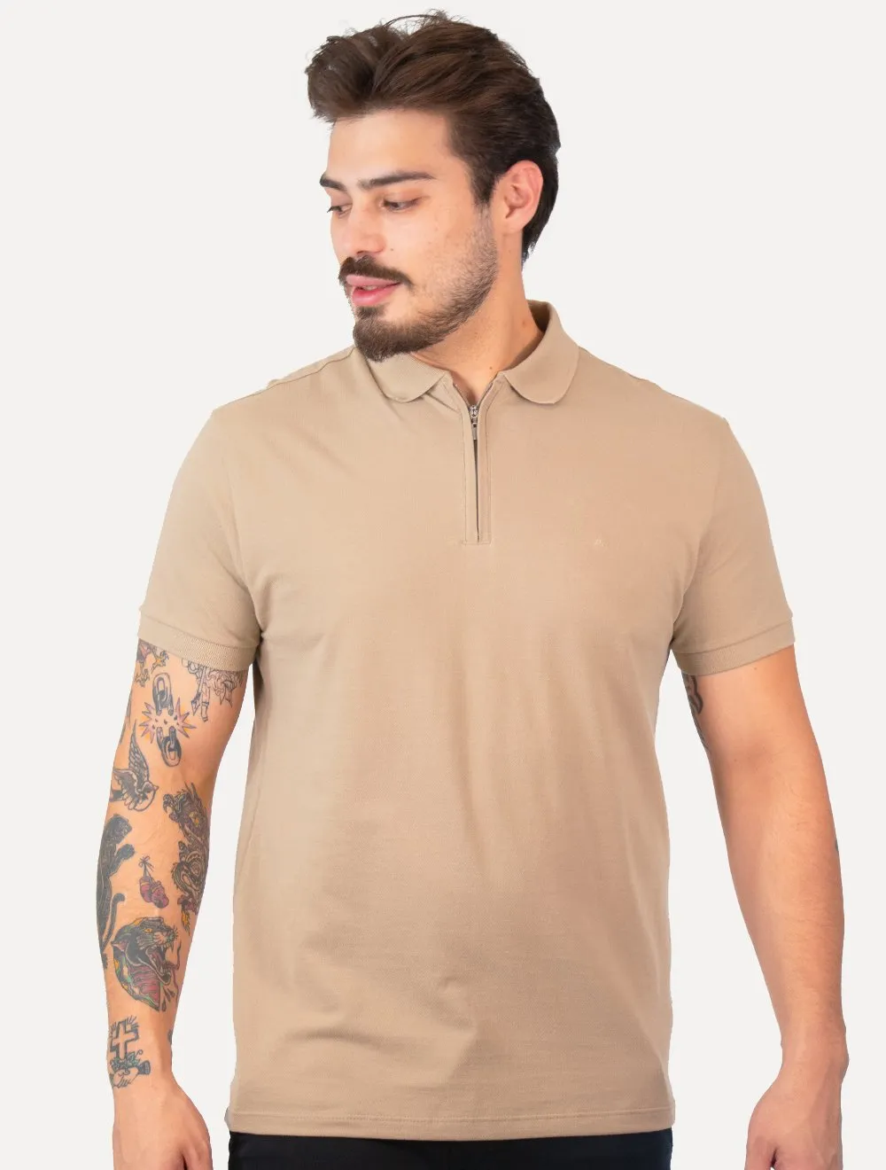Polo Aramis Masculina Piquet Ziper All Khaki Cáqui | Secret Outlet