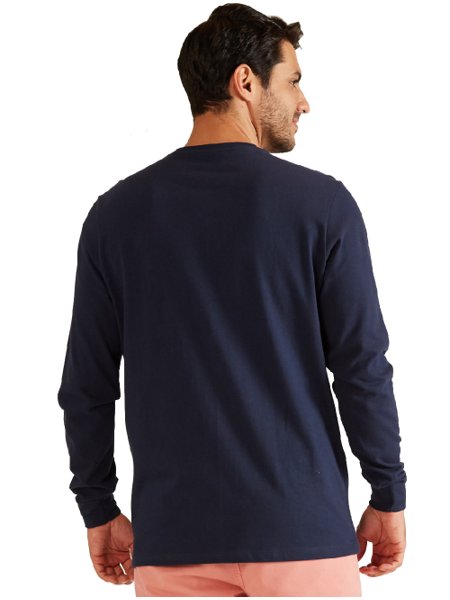 Blusa Nautica Masculina Malha Classic Logo Azul Marinho