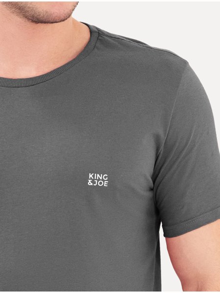 Camiseta King & Joe Masculina Slim Basic Light Small Logo Chumbo