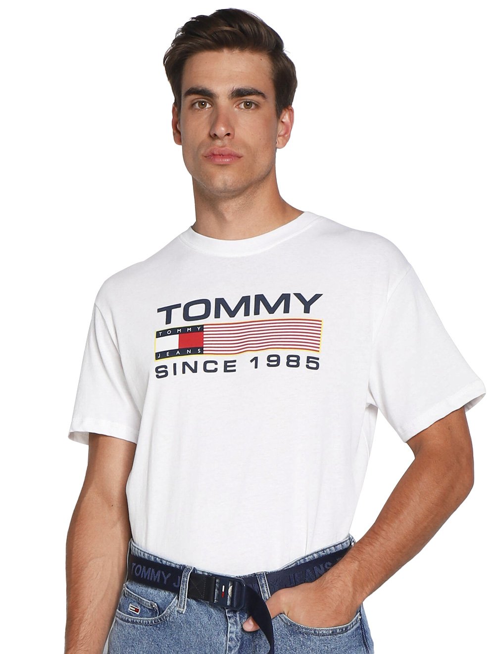 Camiseta Tommy Jeans Masculina Classic Twisted Logo Branca