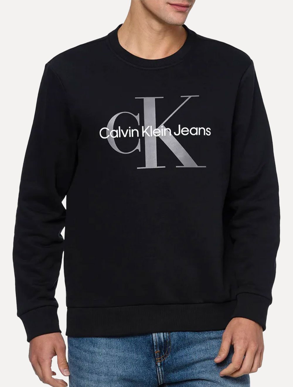 Moletom Calvin Klein Jeans Masculino Crewneck Issue Monograma Preto
