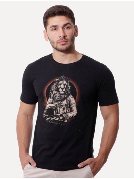 Camiseta Von der Volke Masculina Origineel Lion Space Preta