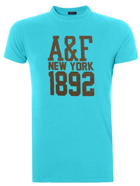 Camiseta Abercrombie Masculina Muscle A&F New York 1892 Azul Claro