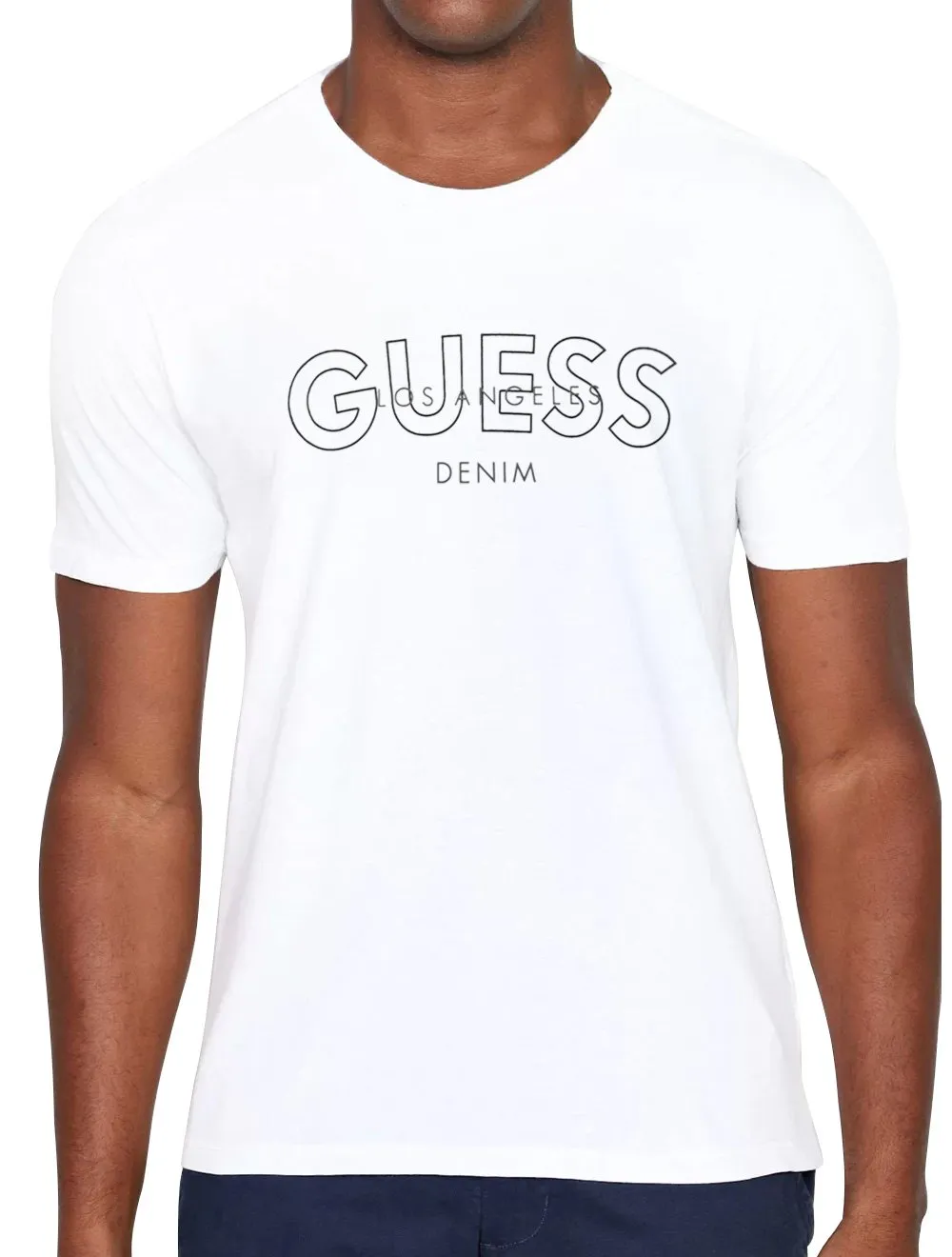 Camiseta Guess Masculina Outline Denim Los Angeles Branca