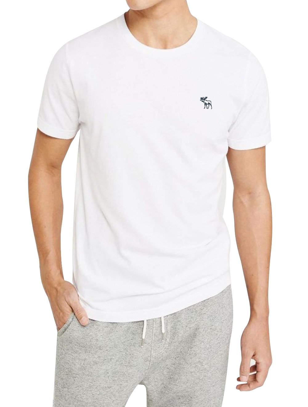 Camiseta Abercrombie Masculina Outline Navy Icon Branca