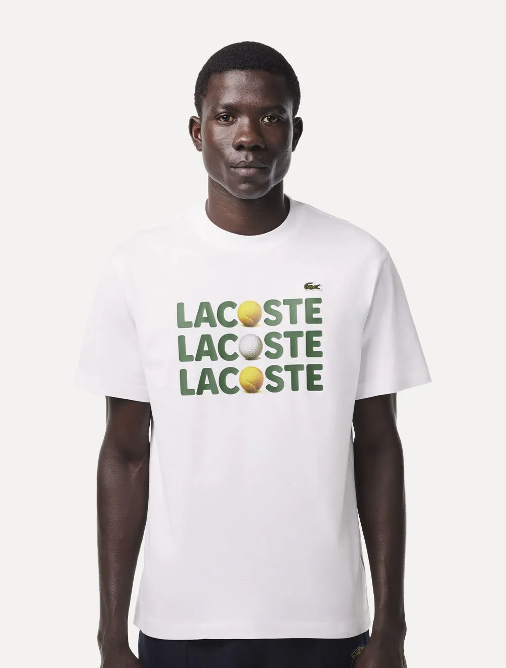 Camiseta Lacoste Masculina Heavy Cotton Ball Print Branca