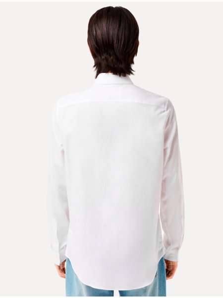 Camisa Lacoste Masculina Regular Poplin Cotton Pocket Mono Branca