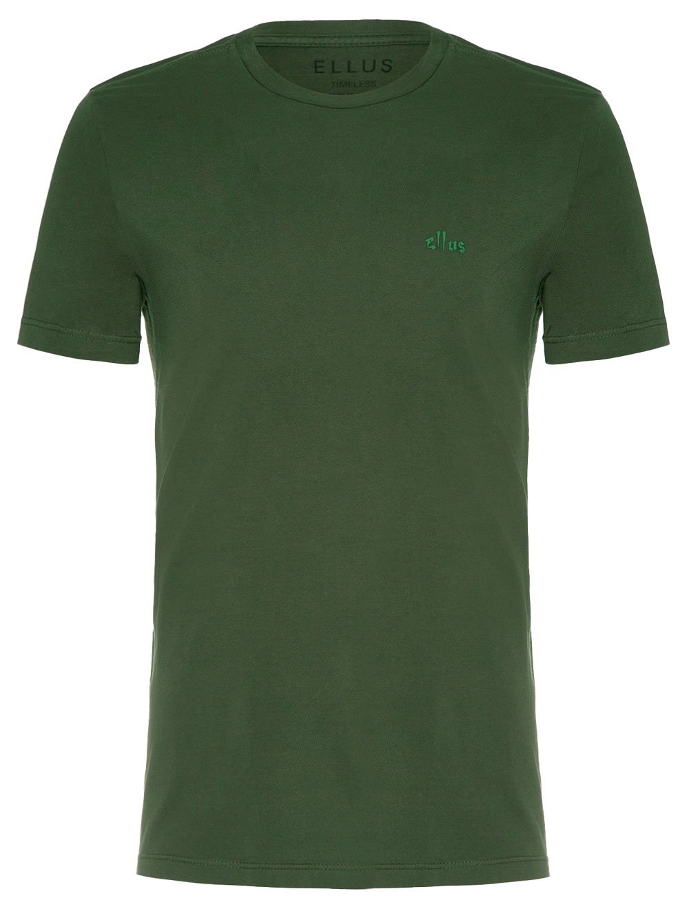 Camiseta Ellus Masculina Regular Cotton Fine Gothic Logo Verde Escuro