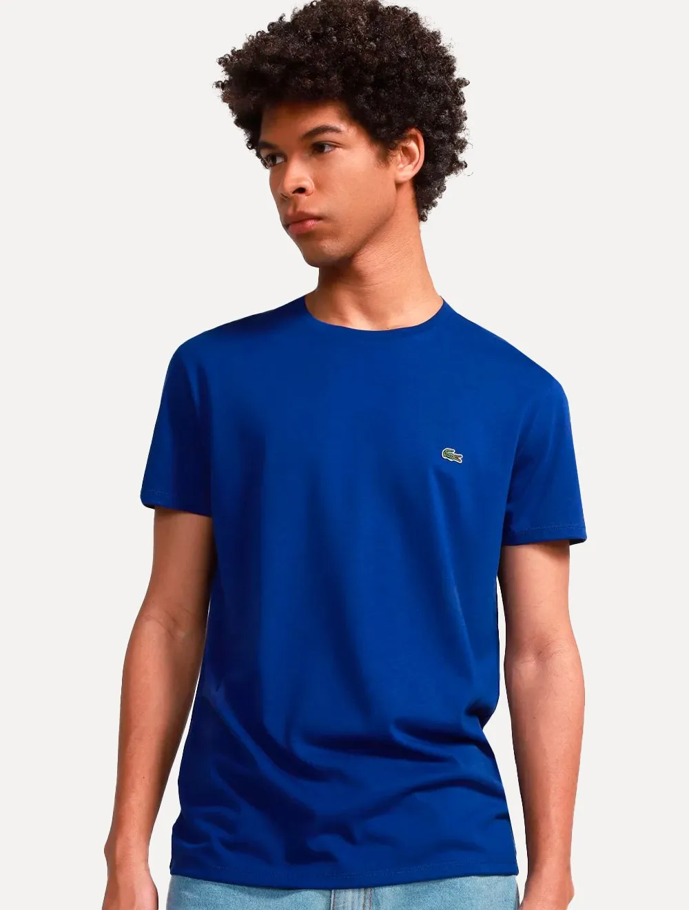 Camiseta Lacoste Masculina Classic Pima Cotton Logo Azul Royal