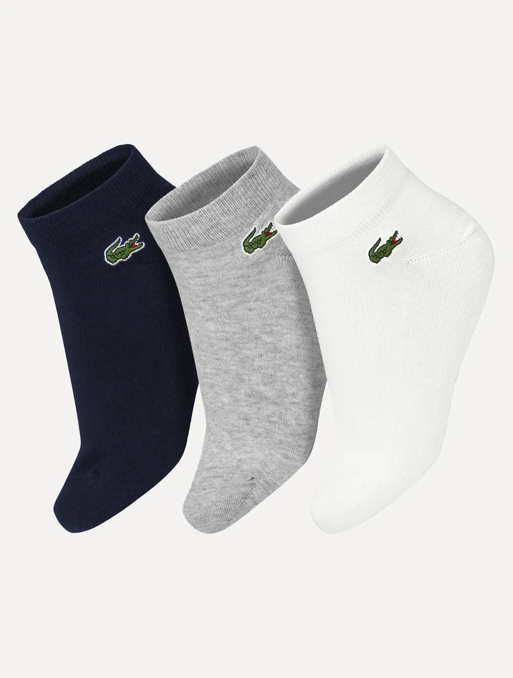 Meias Lacoste Cano Curto Sport Low Mescla Marinho Branca Pack 3UN