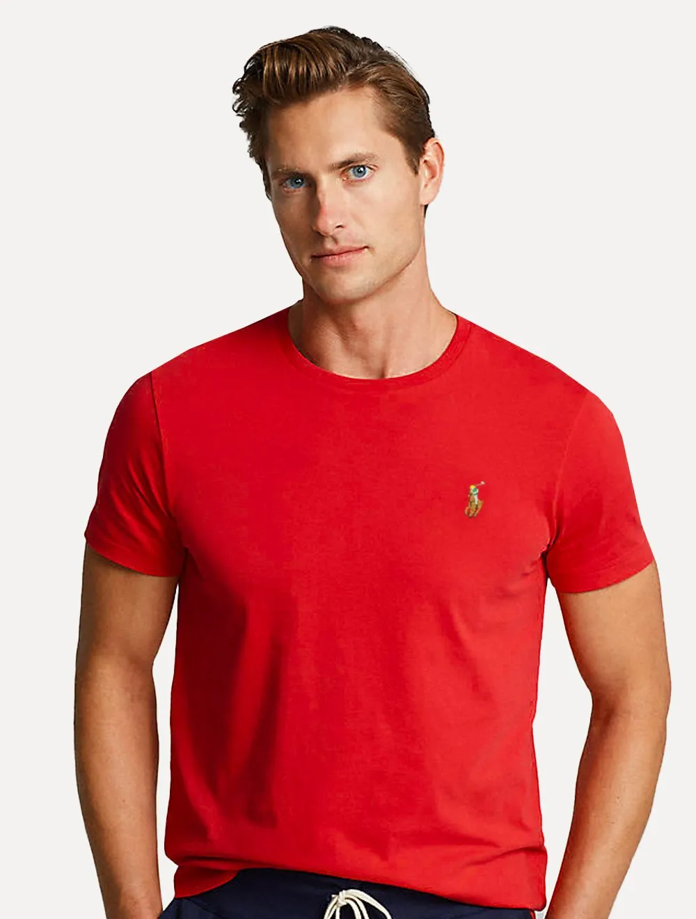 Camiseta Ralph Lauren Custom Slim Fit Coloured Icon Vermelha