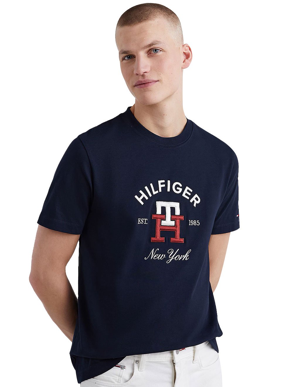 Camiseta Tommy Hilfiger Masculina Regular Curved Monogram Azul Marinho