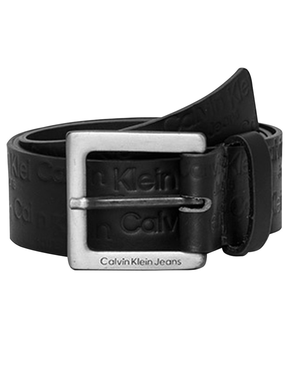 Cinto Calvin Klein Jeans Masculino Couro Queima Full Logo Preto