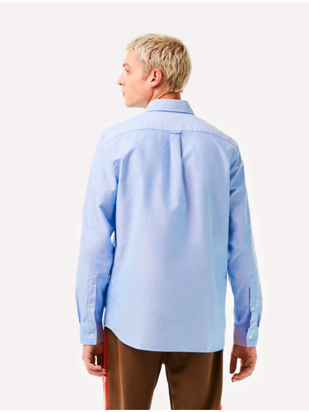 Camisa Lacoste Masculina Regular Fit Oxford Classic Azul