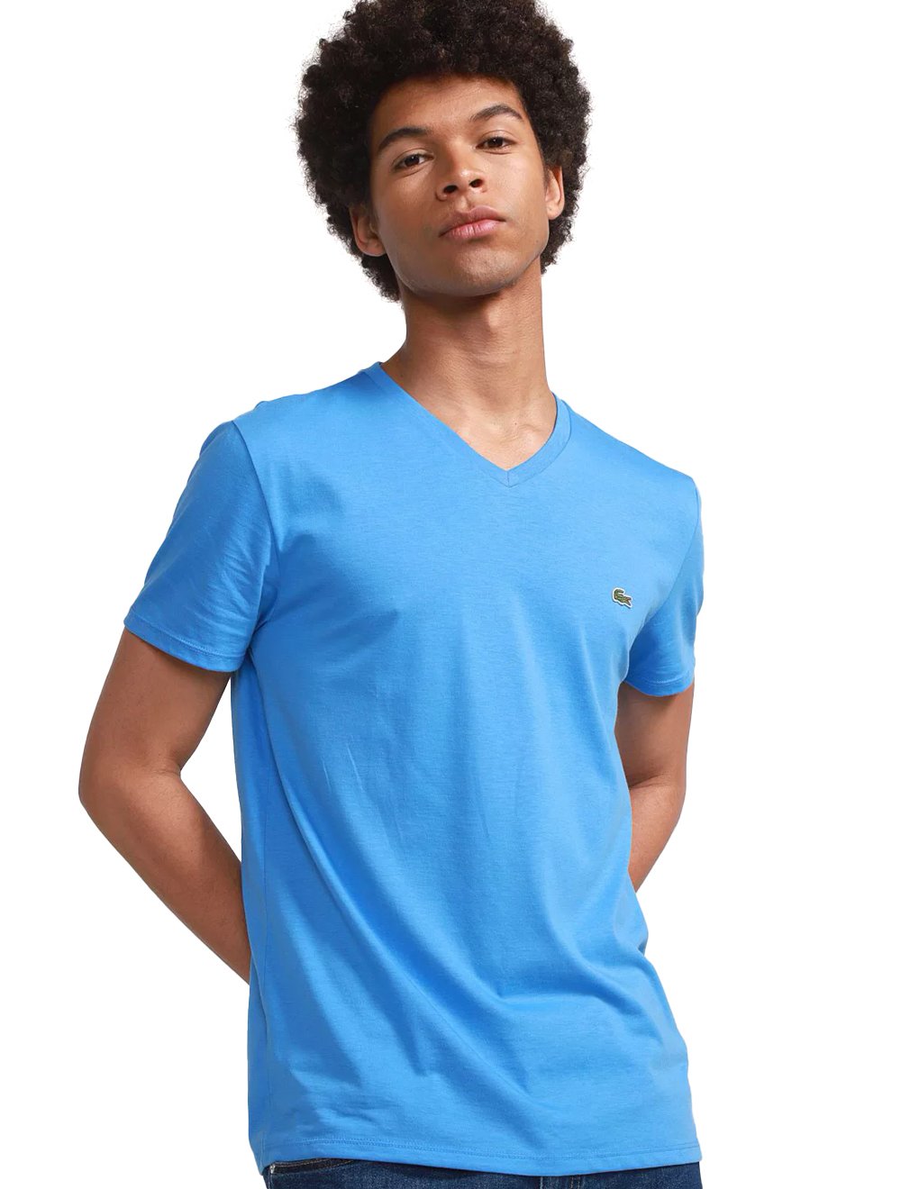 Camiseta Lacoste Masculina Sport Ultra-Dry V-Neck Azul Claro