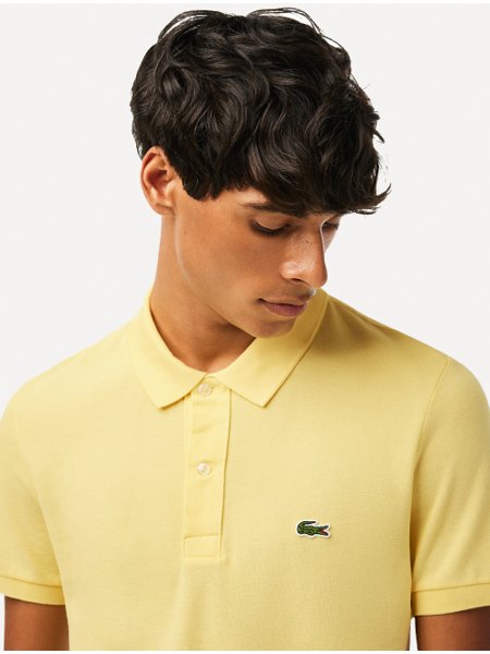 Polo Lacoste Masculina Slim Fit Classic Amarela Claro