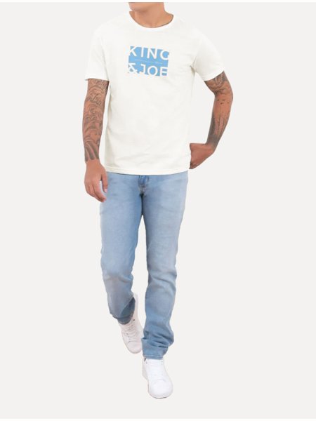 Camiseta King & Joe Masculina Logomania Blue Block Off-White