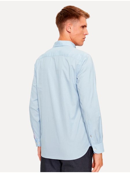Camisa Tommy Hilfiger Masculina Regular Core Flex Poplin Azul Claro