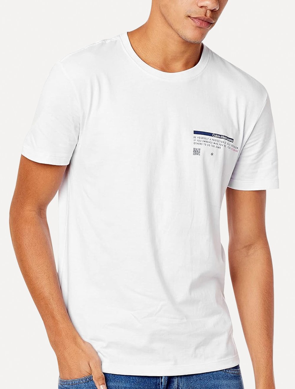 Camiseta Calvin Klein Jeans Masculina Self Expression Branca