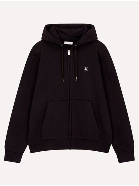 Moletom Calvin Klein Masculino Hoodie Fleece Full-Zip CK Logo Preto