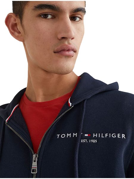 Moletom Tommy Hilfiger Masculino Fleece Logo Zip-Thru Hoody Azul Marinho