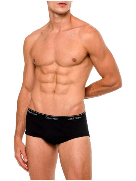 Cueca Calvin Klein Brief Cotton Stretch Classic All Black Pretas Pack 3UN