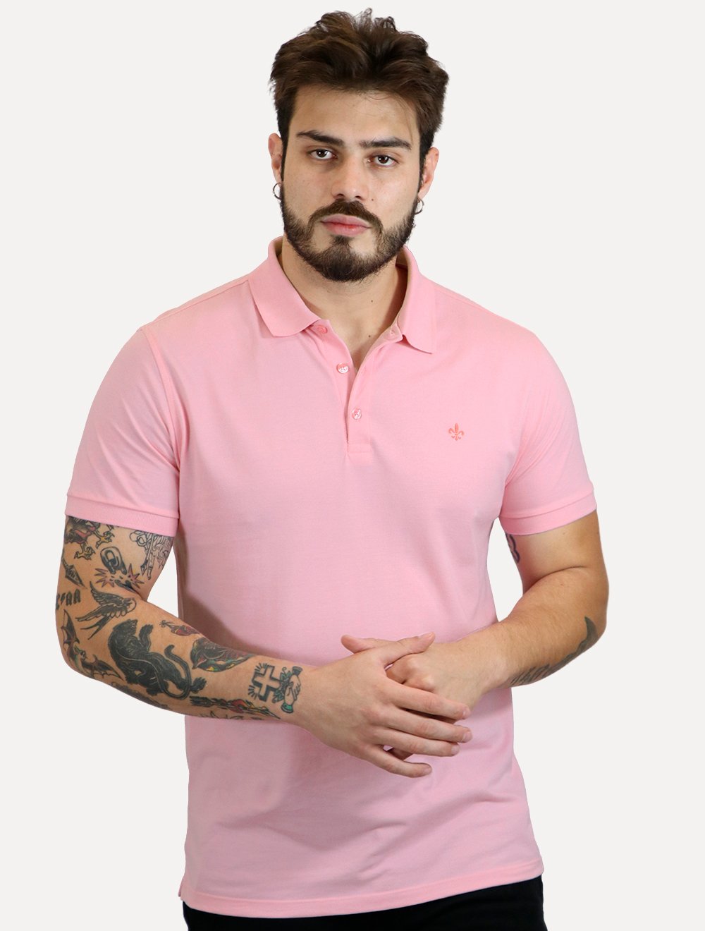 トップス muguet uv cut polo knit PINK BEIGE Polo Dudalina Piquet Essentials Cotton Basica Modal Rosa Claro