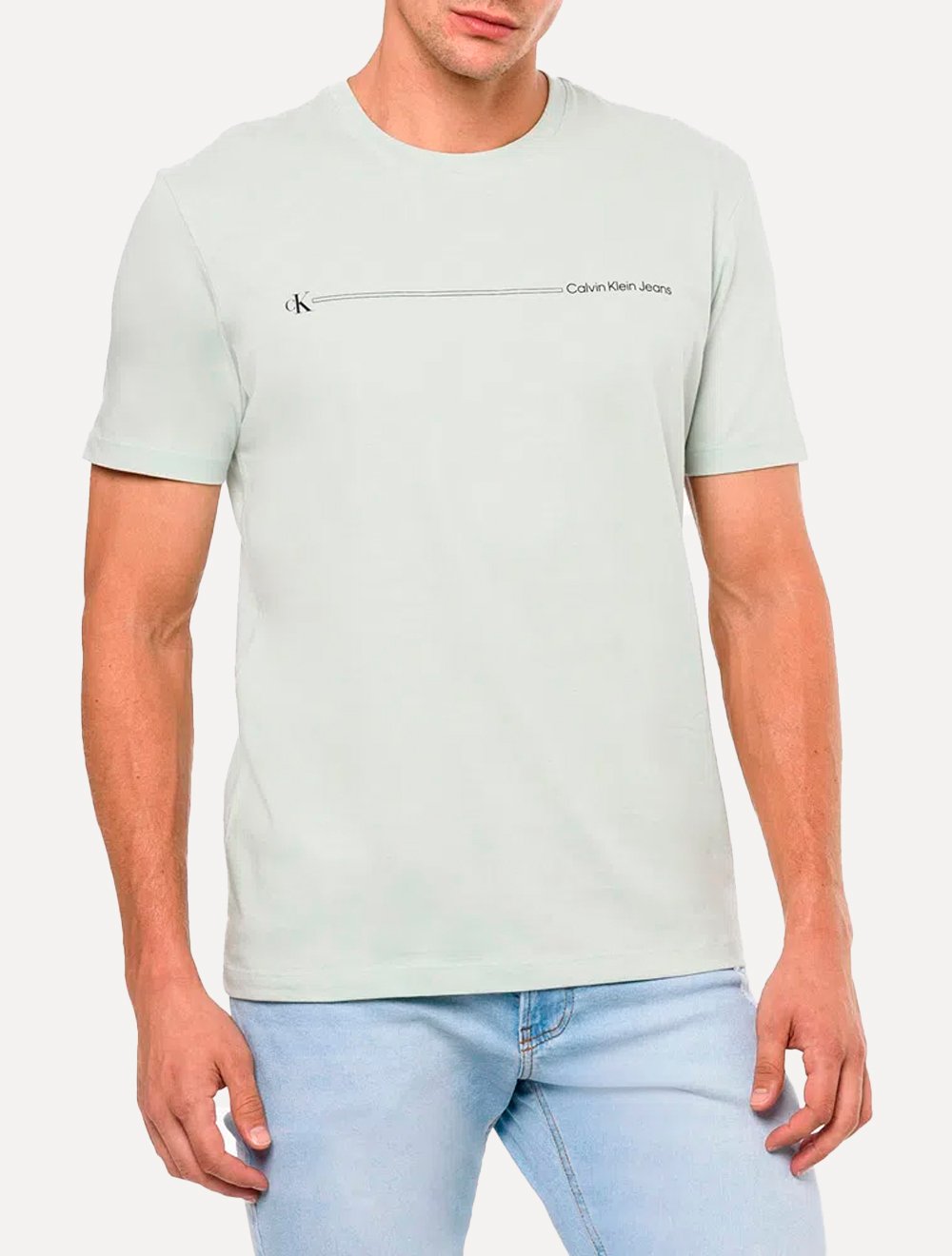 Camiseta Calvin Klein Jeans Masculina Sustainable CK Palito Verde Claro