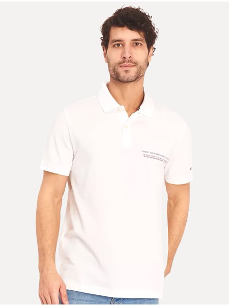 Polo Tommy Hilfiger Masculina Piquet Small Chest Stripe Branca