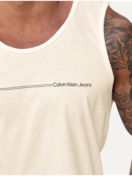 Camiseta Masculina Palito - Calvin Klein Jeans - Branco - Oqvestir