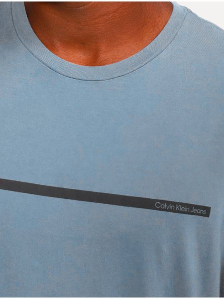Camiseta Calvin Klein Jeans Masculina New Logo Sash Azul Indigo