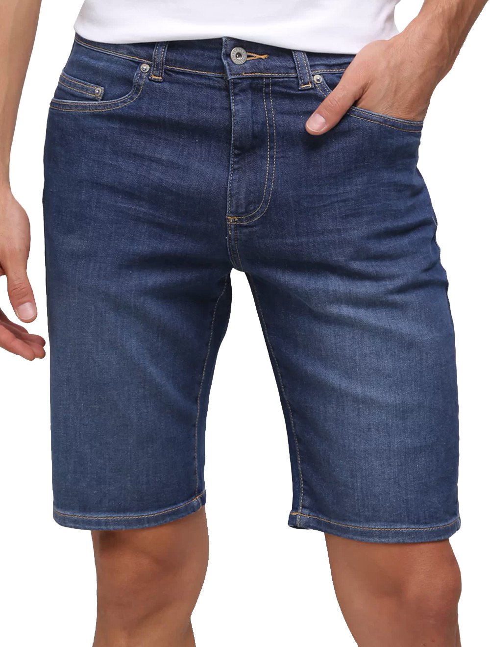 Bermuda Lacoste Jeans Masculina Slim Stretch Azul Escuro