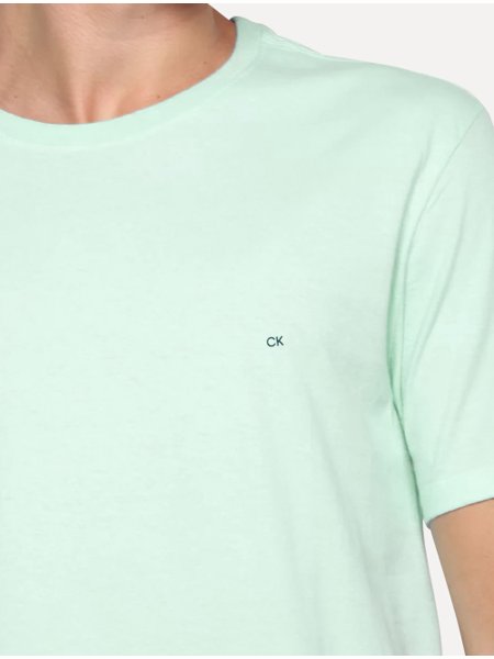 Camiseta Calvin Klein Masculina Meia Malha Basica CK Verde Claro