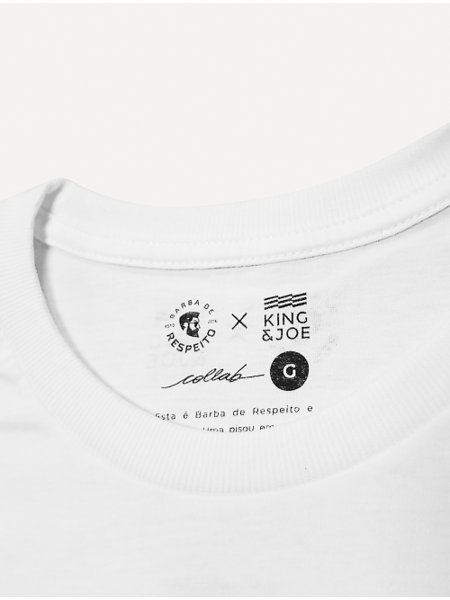 Camiseta King & Joe Masculina Collab The Barbas Branca