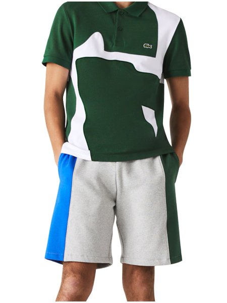 Bermuda Lacoste Moletom Masculina Sash Signature Verde Azul Cinza